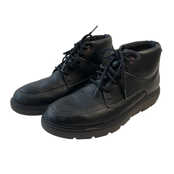 Clarks Gore-Tex Leather Ankle Boots Waterproof Lace Up‎ Black Men's 11.5M - Picture 1 of 10